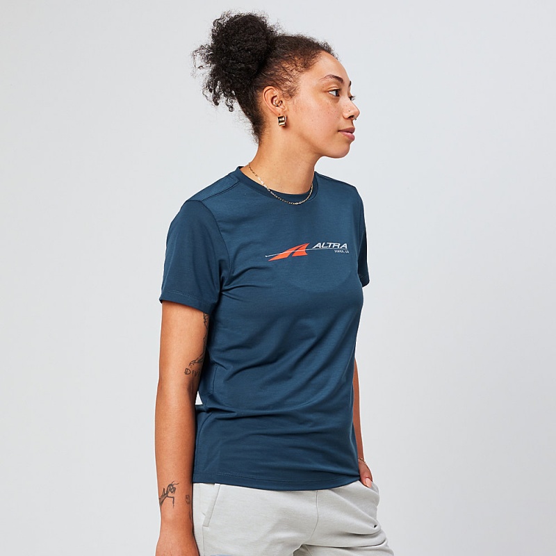 Altra EVERYDAY PERFORMANCE SHORT SLEEVE Női Póló Sötétkék | HU-AL2018C72